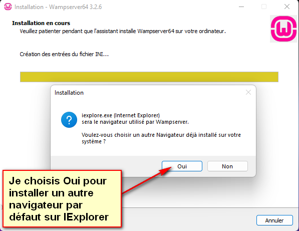 Choix navigateur utilisé par WampServer