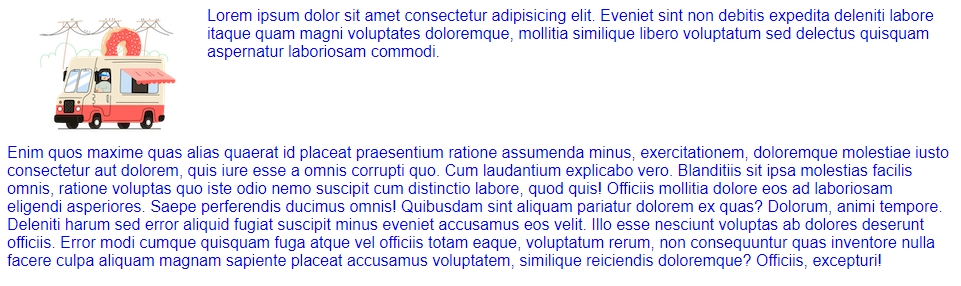 Image du paragraphe sous l'image après avoir stopper le flottant avec la propriété CSS clear